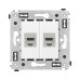 Компьютерная розетка RJ-45 без шторки в стену, кат.5e двойная экранированная, Avanti, белое облако Компьютерная розетка RJ-45 без шторки в стену, кат.5e двойная экранированная, Avanti, белое облако