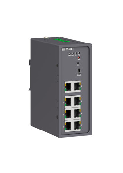 Промышленный управляемый коммутатор, 8×10/100Base-T(X) портов RJ45,консольный порт Mini USB, 24-48В DC (18-72В DC), с резервированием