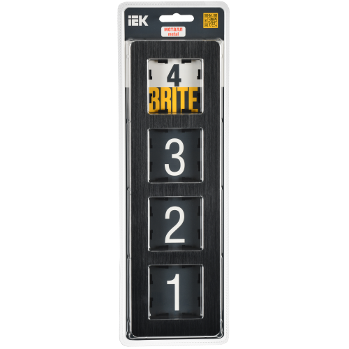 BRITE Рамка 4-местная РУ-4-1-Бр металл черный RE AL IEK BRITE Рамка 4-местная РУ-4-1-Бр металл черный RE AL IEK