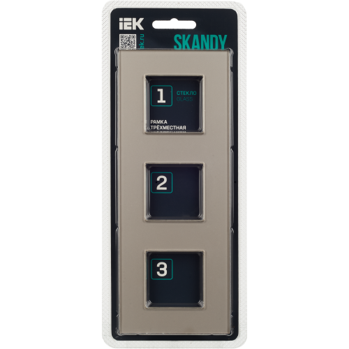 SKANDY Рамка 3-местная SK-F23Sh стекло шампань IEK SKANDY Рамка 3-местная SK-F23Sh стекло шампань IEK