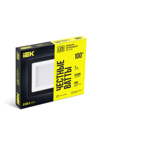 Прожектор СДО 06-100 светодиодный черный IP65 6500 K IEK