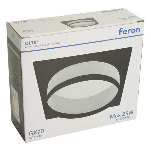 Светильник встраиваемый Feron DL701 потолочный GX70 черный квадрат
