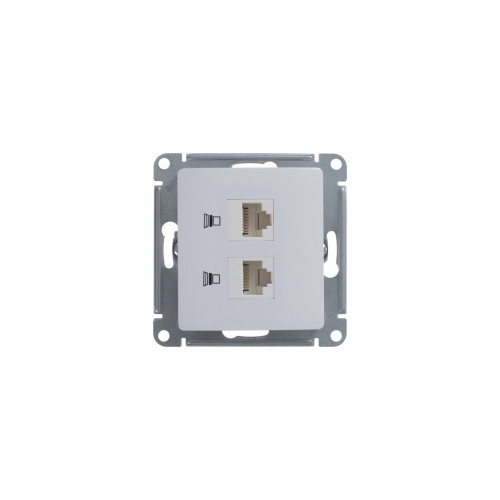 GLOSSA РОЗЕТКА двойная компьютерная RJ45+RJ45 кат. 5e, механизм, БЕЛЫЙ
