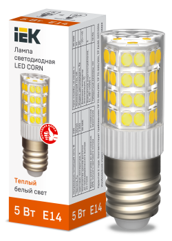 Лампа светодиодная CORN капсула 5Вт 230В 3000К керамика E14 IEK