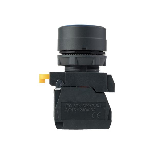 Кнопка SB-31 плоская с фиксацией 1NO+1NС синяя IP65 Кнопка SB-31 плоская с фиксацией 1NO+1NС синяя IP65