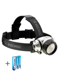 Фонарь налобный H19LED 1Вт XPE LED + 6 SMD LED 3хAAA/LR03 КОСМОС KOC-H19-LED