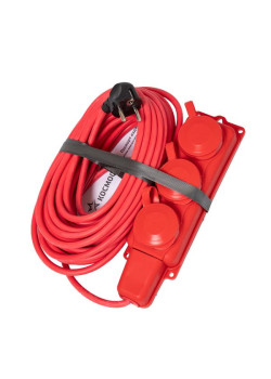 Удлинитель на каучуковой колодке 3х15м 16А 250В 4000Вт IP44 каучук КГ 3х2.5 красн. УХз16 Россия КОСМОС YKsm15m-3g(16A)KG-R