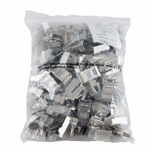 Джек компьютерный RJ45 (8P8C) кат.5E с экраном (уп.100шт) Rexant 05-1023 Джек компьютерный RJ45 (8P8C) кат.5E с экраном (уп.100шт) Rexant 05-1023