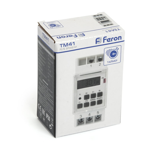 Таймер реле времени на DIN-рейку Feron TM41 3500W/16A Таймер реле времени на DIN-рейку Feron TM41 3500W/16A