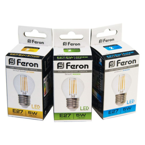 Лампа светодиодная Feron LB-61 Шарик E27 5W 230V 4000K