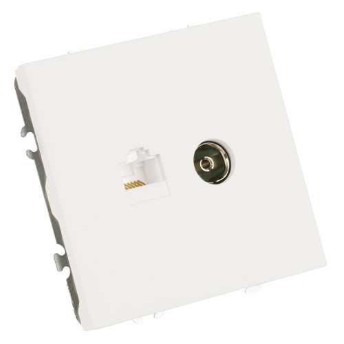 Розетка TV + компьютерная RJ-45 (механизм), STEKKER, серия Эмили, RST00-5106-01, белый фарфор, soft touch Розетка TV + компьютерная RJ-45 (механизм), STEKKER, серия Эмили, RST00-5106-01, белый фарфор, soft touch