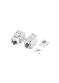 Модуль Кейстоун (Keystone) RJ45 CAT5E неэкранированный, 180 градусов, безынструментальный монтаж (Toolless), белый (применим с инструментом RT)