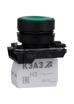 Кнопка КМЕ4511м-зеленый-1но+1нз-цилиндр-IP54-КЭАЗ