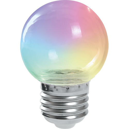 Лампа светодиодная Feron LB-37 Шарик прозрачный E27 1W 230V RGB плавная смена цвета Лампа светодиодная Feron LB-37 Шарик прозрачный E27 1W 230V RGB плавная смена цвета