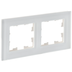 BRITE Рамка 2-местная РУ-2-2-Бр стекло белый матовый IEK