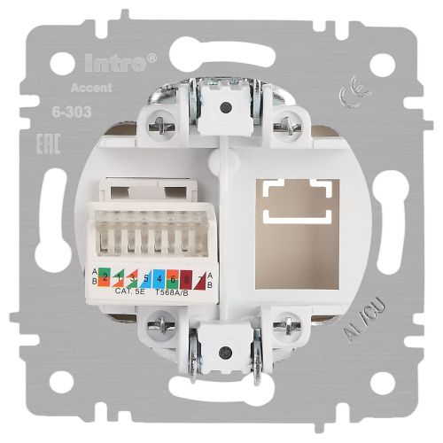 Розетка компьютерная 1-м СП Accent 6-303-06 RJ45 IP20 перламутр. Intro Б0063636 Розетка компьютерная 1-м СП Accent 6-303-06 RJ45 IP20 перламутр. Intro Б0063636