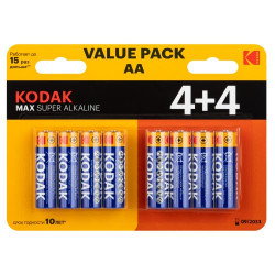 Элемент питания алкалиновый AA/LR6 1.5В MAX SUPER Alkaline (блист. 8шт) KODAK Б0057080