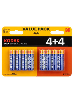 Элемент питания алкалиновый AA/LR6 1.5В MAX SUPER Alkaline (блист. 8шт) KODAK Б0057080