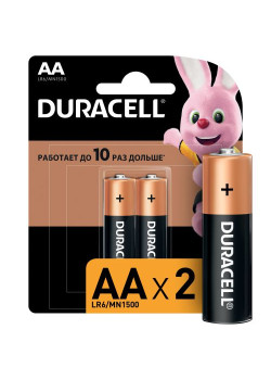 Элемент питания алкалиновый AA/LR6/MN 1500 Basic BP-2 (блист.2шт) Duracell Б0014044/Б0026814