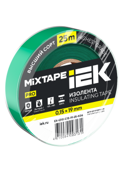 MIXTAPE PRO Изолента 0,15х19мм зеленая 25м IEK