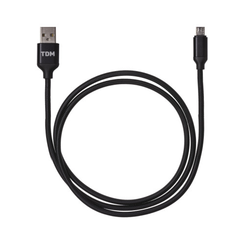 Дата-кабель, ДК 7, USB - micro USB, 1 м, тканевая оплетка, черный, TDM Дата-кабель, ДК 7, USB - micro USB, 1 м, тканевая оплетка, черный, TDM