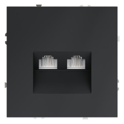 Розетка компьютерная 2-м СП S70 RJ45 + RJ45 кат.6 механизм графит Voltum VLS060207
