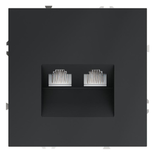 Розетка компьютерная 2-м СП S70 RJ45 + RJ45 кат.6 механизм графит Voltum VLS060207