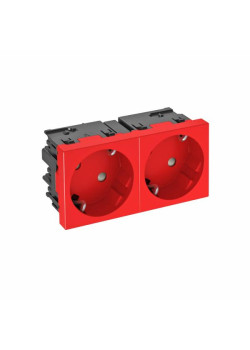 Розетка 2-м Modul45connect STD-D3C SRO2 16А 250В 33град. с заземл. защ. шторки механизм красн. OBO 6120488