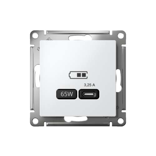 ATLASDESIGN USB РОЗЕТКА тип-С 65Вт высокоскор.заряд. QC, PD, механизм, БЕЛЫЙ ATLASDESIGN USB РОЗЕТКА тип-С 65Вт высокоскор.заряд. QC, PD, механизм, БЕЛЫЙ