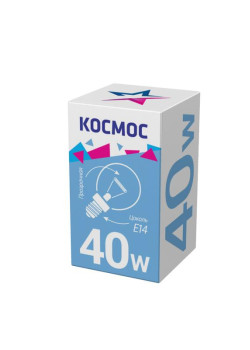 Лампа накаливания Шар 40Вт E14 прозр. Космос LKsmSSpCL40E14v2