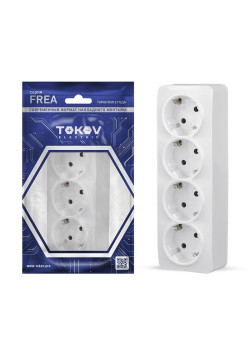 Розетка 4-м ОП Frea 16А IP20 250В с заземл. АБС-пластик бел. TOKOV ELECTRIC TKE-FR-R4Z-C01