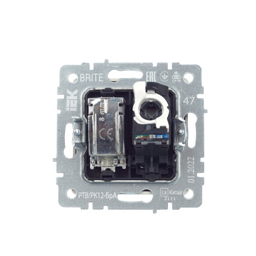BRITE Розетка двойная TV+RJ45 кат.5E РТВ/РК12-БрА алюминий IEK BRITE Розетка двойная TV+RJ45 кат.5E РТВ/РК12-БрА алюминий IEK