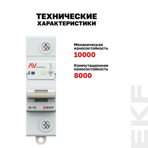 AV-125 1P 80A (C) 10kA EKF AVERES