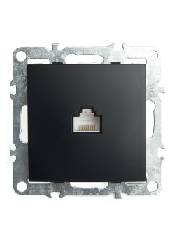 Розетка компьютерная 1-местная RJ-45 (механизм), STEKKER PST00-9107-03, серия Эрна, черный
