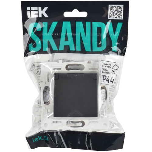 SKANDY Розетка 1-местная с заземлением с защитными шторками и крышкой 16А IP44 SK-R11G графит IEK SKANDY Розетка 1-местная с заземлением с защитными шторками и крышкой 16А IP44 SK-R11G графит IEK
