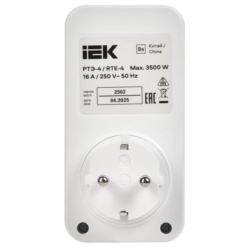 РТЭ-4 Розетка-таймер электронный с USB A+C 15мин-8ч 16А IP20 белый IEK РТЭ-4 Розетка-таймер электронный с USB A+C 15мин-8ч 16А IP20 белый IEK