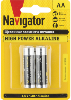 Элемент питания алкалиновый AA/LR6 94 752 NBT-NE-LR6-BP2 (блист.2шт) NAVIGATOR 94752