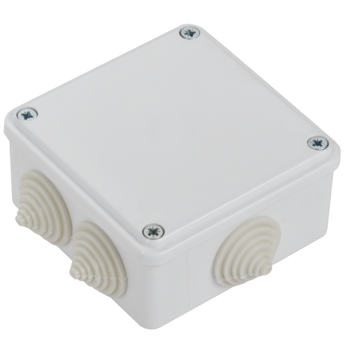 Коробка распаячная КМ для открытой проводки безгалогенная (HF) 100х100х45мм IP44 6 вводов белая IEK