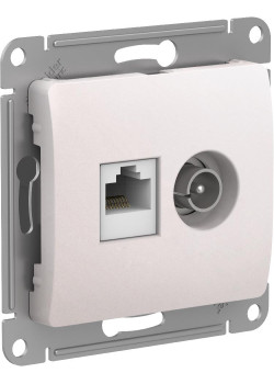 GLOSSA РОЗЕТКА двойная ТВ + компьютерная RJ45 кат. 5e, механизм, ПЕРЛАМУТР