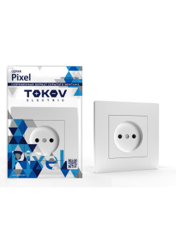 Розетка 1-м СП Pixel 16А IP20 без заземл. в сборе бел. TOKOV ELECTRIC TKE-PX-R1F-C01