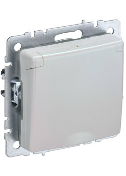 BRITE Розетка 1-местная с заземлением с защитными шторками и крышкой 16А IP20 РСбш10-3-БрЖ жемчуг IEK