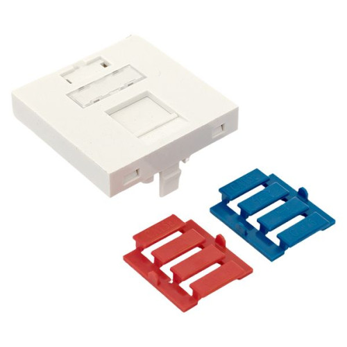 Вставка розеточная TERACOM PRO 45x45мм формат Mosaic на 1 модуль Keystone со шторкой и маркером белая Вставка розеточная TERACOM PRO 45x45мм формат Mosaic на 1 модуль Keystone со шторкой и маркером белая
