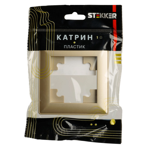 Рамка STEKKER, PFR00-7001-08 1-местная, пластик, серия Катрин, золото Рамка STEKKER, PFR00-7001-08 1-местная, пластик, серия Катрин, золото