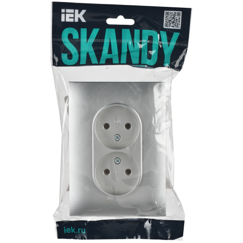 SKANDY Розетка 2-местная без заземления без защитных шторок 10А в сборе SK-R10S серебряный IEK SKANDY Розетка 2-местная без заземления без защитных шторок 10А в сборе SK-R10S серебряный IEK