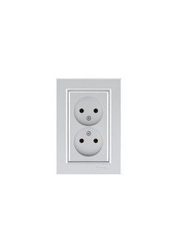Розетка 2-м СП Karea 10А IP20 б/з сереб. Makel 56065017