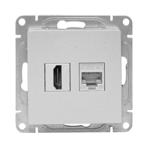 Механизм роз. HDMI+RJ45 (cat5), алюм. Эпика EKF Механизм роз. HDMI+RJ45 (cat5), алюм. Эпика EKF