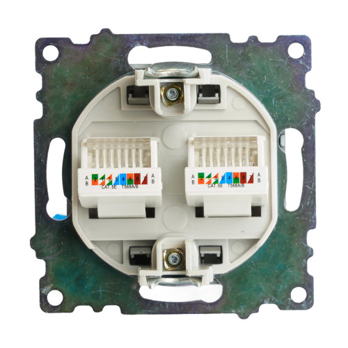 Розетка компьютерная 2-местная RJ-45 (механизм) STEKKER GLS00-7109-06 , серия Катрин, графит Розетка компьютерная 2-местная RJ-45 (механизм) STEKKER GLS00-7109-06 , серия Катрин, графит