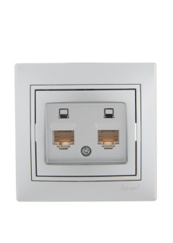 Розетка компьютерная 2-м СП Mira RJ45 сер. метал. LEZARD 701-1010-141