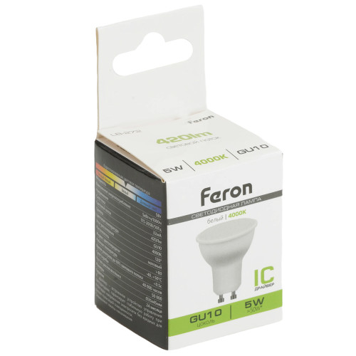Лампа светодиодная Feron LB-272 MR11 GU10 5W 175-265V 4000K Лампа светодиодная Feron LB-272 MR11 GU10 5W 175-265V 4000K
