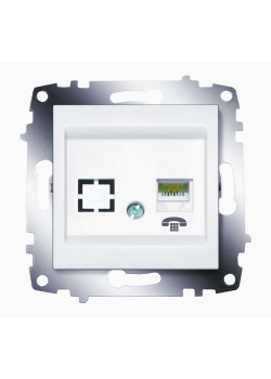 Розетка телефонная 1-м Cosmo RJ11 + гнездо механизм бел. ABB 619-010200-221